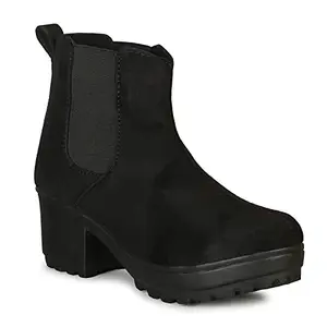 commander shoes Stylish Casual Heel Boots for Women and Girls (39, Black, 825)