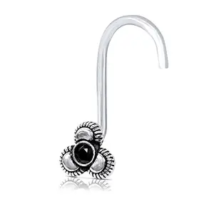 NEMICHAND JEWELS 925 sterling Silver oxidised nose ring/nose pin for womens (SSNP-10)