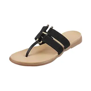 Walkway by Metro Brands Women's Black Fashion Slippers-4 UK (37 EU) (32-449)