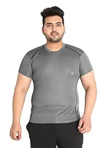 CHKOKKO Men's Polyester Regular Fit Solid Sports T-Shirt