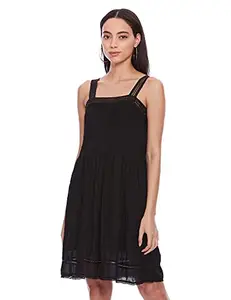 Label RITU KUMAR Strappy Solid Short Dress Black
