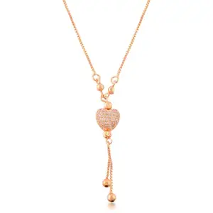 Memoir Brass Rose Gold Plated Heart Pendant Necklace with Crystal Accents Love Valentines day Fashion Jewellery for Women Girls (PCJK3015)
