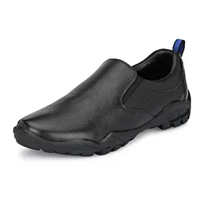 HITZ Men's Black Leather Slip-On Formal Shoes - 5