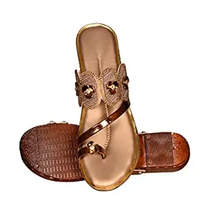 Footprints Ethnic Brown Slipper for Women (numeric_8)