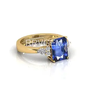 RRVGEM Origianal certified Natural BLUE SAPPHIRE RING 6.25 Ratti Handcrafted Finger Ring With Beautifull Stone Men & Women Jewellery Collectible LAB - CERTIFIED