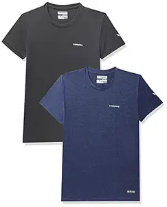 Charged Brisk-002 Melange Round Neck Sports T-Shirt Indigo Size Small And Charged Pulse-006 Checker Knitt Round Neck Sports T-Shirt Graphite Size Small