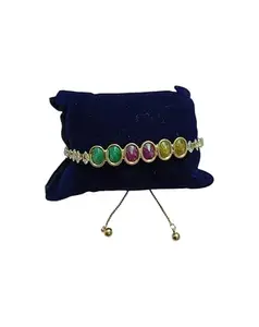 Gold Plated Adjustable Bracelet for Women & Girls Multicolor Stone Designer Bracelet