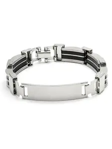 Karatcart Black and Silver Link Bracelet for Men (55038154)