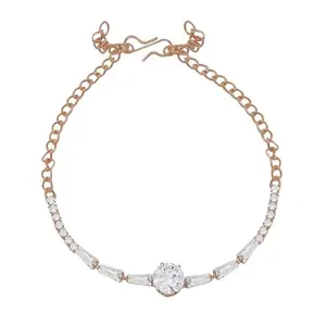 SAIYONI Simple Sparkle Link AD Bracelet - Rose gold | Attarctive AD Bracelet For Her | Rose gold Plated Bracelet | A Mesmerizing Fusion of Style, Health, and Magnetic Allure