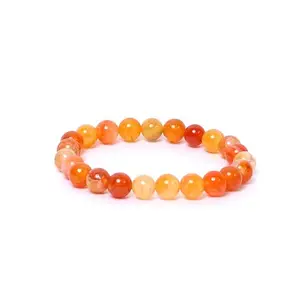 The Cosmic Connect 8mm Natural Fire Agate Bead Bracelet Healing Stone for Strength and Protection