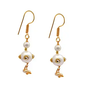 Zephyrr Earrings For Women Stylish Ethnic Gold Plated Pearl Beaded Rhinestones