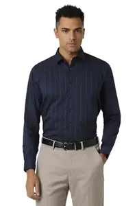 Van Heusen Men's Slim Fit Shirt (VHSFVSLB785712_Navy