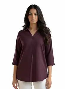 MIRHANIKA Women Long Shirt Soft Viscose Rayon Stylish Hemline Solid Casual Top Western Tunic Shirt Office Formal Wear