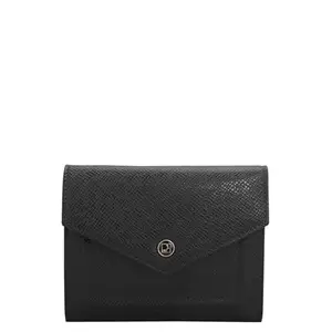 Da Milano Genuine Leather Black Flap Wallet Women Wallet (10060A-OL)