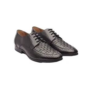 Michael Angelo Men's Dallas 8403 Black Leather Derby Shoes -6UK