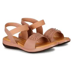 Sandra Davis Women's Fashion Sandal | Soft, Comfortable and Stylish Flat Sandals for Women & Girls | For Casual Wear & Formal Wear Occasions (Pink, 5)