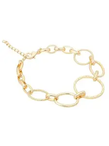 Adwitiya Collection Women Gold Plated Circle Link Chain Adjustable Bracelet