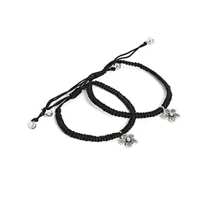 El Regalo 1 Pair Flower Adjustable Thread Anklet for Girls & Women- Nazarbattu, Nazaria Thread Fashion Anklets Set