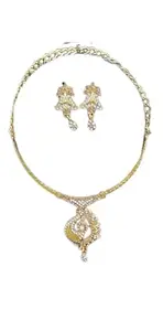 American Diamonds Studded Necklace/Embellished Floral Pattern Necklace Jewellery Set For Women