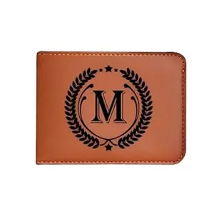 NAVYA ROYAL ART Men's Leather Wallet - Alphabet Name Leather Wallet for Mens - M Letter Printed on Wallet - Brown