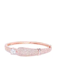 Priyaasi Rosegold American Diamond Rose Gold Plated Bangle-Style Bracelet for Women and Girls