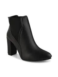 Shuz Touch Black Ankle-Length Block Heel Boots
