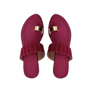 Women's Comfortable Casual Flats Fancy & Stylish Slipper (FS-Dark Pink-8)