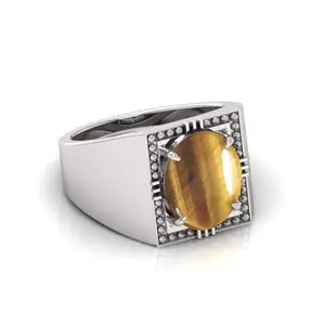 7.25 Ratti Tiger Eye Original Stone Adjustable Ring For Men And Women With Lab Certified A-13