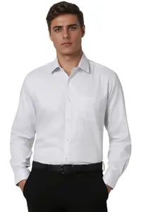 Van Heusen Men's Regular Fit Shirt (VHSFMCUBN37825_White