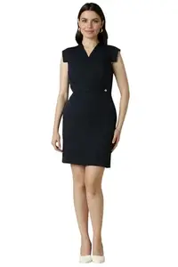Allen Solly Women's Polyester Modern Mid-Thigh Length Dress (AHDRWRGFE89108_Black