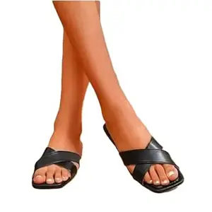 Women's Cross Strap Flat Sandals, Slip-On Style, Casual Footwear