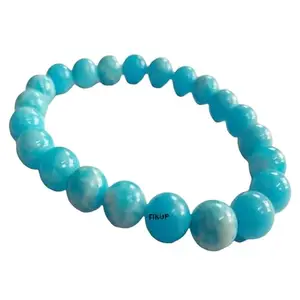 AFIYA Certified Natural Aquamarine Stone Bracelet - 8mm Round Beads For Reiki Healing, Evil Eye Protection, And Crystal Healing