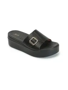 ELLE Decoration ELLE Women's Fashionable Strapless Comfartable Sandals Colour-Black, Size-UK 8