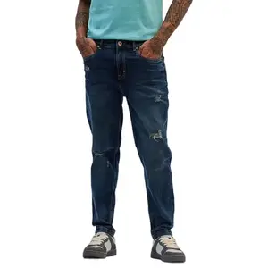 SNITCH Dark Blue Solid Slim Fit Jeans