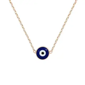 Eshop Women's Evil Eye Pendant Chain Necklace | Stylish Minimal Necklace for Women & Girls | Imitation Jewellery Woman Necklace | Stainless Steel | Perfect for Diwali Gifting, Anniversary, Rose Gold