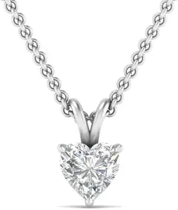ZALKARI 0.50 Carat Heart Cubic Zirconia Solitaire Pendant Necklace In 925 Sterling Silver For Women | 6 Months Warranty | Valentine Gift For Her