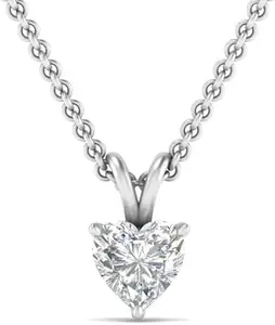 ZALKARI 1 Carat Heart Cubic Zirconia Solitaire Pendant Necklace In 925 Sterling Silver For Women | 6 Months Warranty | Valentine Gift For Women & Girls