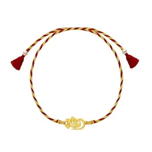 SILVIYA 925 Silver Lord Ganesha rakhi For Brother with Roli Chawal | Gold Plated Motif | Cotton Thread |Silver Rakhi for Boys & Men | With Certificate of Authenticity and 925 Stamp