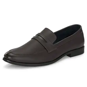 Centrino Formal Shoes for Men | Slip-On Dress Shoes with Cushioned Insole | Comfortable & Stylish Non Lace-Up Design for Office (9703) Brown