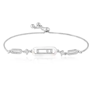 Peora Silver Plated Cubic Zirconia Studded Adjustable Bracelet Stylish Fashion Jewellery for Girls Women