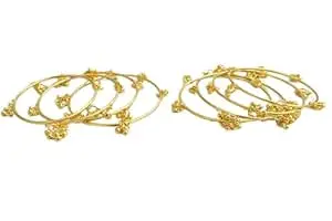 Gold Plated Bangles Set for Women Wedding | Traditional Ghungroo Bangles for Women Stylish | Bangles Set for Women Wear | Bangles for Girls | Fashion Bracelet Set (Pack Of 8)