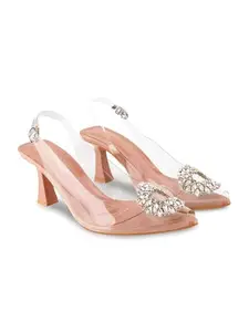 JM LOOKS Women's Fashion Casual Sandals Peep Toe Comfortable Sole with Fancy Transparent Rhinestone