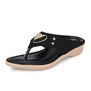 Centrino Women's 6207 Black Thong Comfortable Ortho Care Ladies | Fashion Wear Sandal & Chappal | Soft Cushioned for More Comfort-4 Kids UK (6207-06)