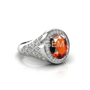 RRVGEM natural onyx ring 2.25 Ratti / 2.00 Carat Silver Plated Handcrafted Finger Ring With Beautifull Stone hessonite ring for Men & Women Jewellery Collectible LAB - CERTIFIED