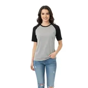 ONE IN NINE Womens Round Neck Half Sleeve Tshirt || Women's Stylish Raglan Tees European Pattern || Classic Comfort Wear for Womens Premium Dual Color || Tshirt Suits for Office,College,Travel,Party