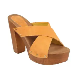 Catwalk Women Stylised Chunky Heels Slip-On 10856 (Yellow-5)