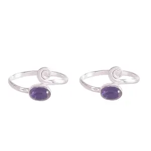 FUSIONARI 925 Sterling Silver Teardrop Adjustable Ring, Toe Rings Anniversary Birthday Wedding Gifts for Women & (Amethyst Stone)