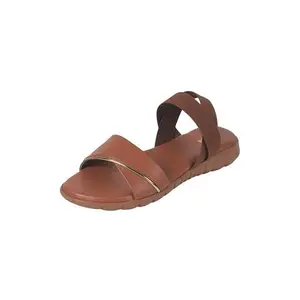 Mochi Women's Tan Stylish Flat Sandal UK/7 EU/40 (33-1216)