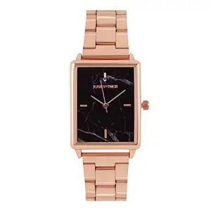 Joker & Witch Quad Black Marble Dial Rose Gold Stainless Steel Analogue Watch for Women