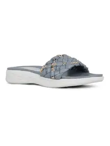 Inc.5 Womens Grey Solid Round Toe Casual Wedge Heels Sandals